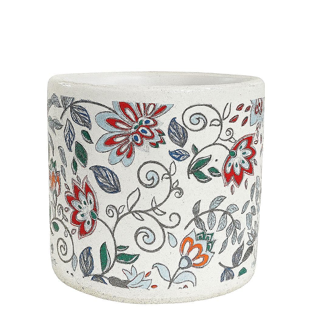 Plants World Nursery and Garden Centre Decorative Ceramic Plant Pot with Floral Pattern, 3.5 inches Tall x 3.5 inches Diameter, White
